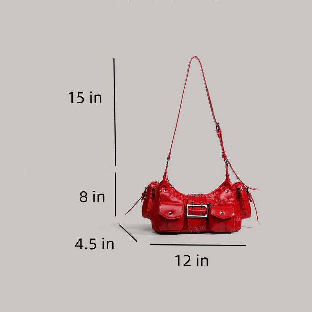 9317 Shoulder Bag, Top Handle Hobo Handbag, Small Punk Clutch Purse, Trendy - Picture 5 of 8